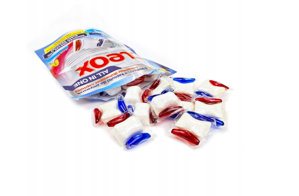 Kapsułki do Zmywarki z Aktywnym Tlenem 27 szt. dla Czystości Naczyń CLEOX -